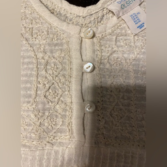 SIGRID OLSEN SHORT SLEEVE BOHO COTTEN TOP - Picture 4 of 6